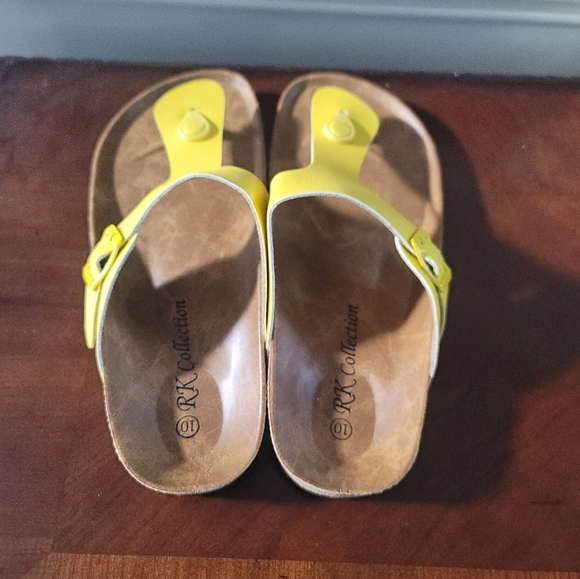 RK Collection Thong Sandals Cork Bottom Yellow Sz-10 - Picture 5 of 6